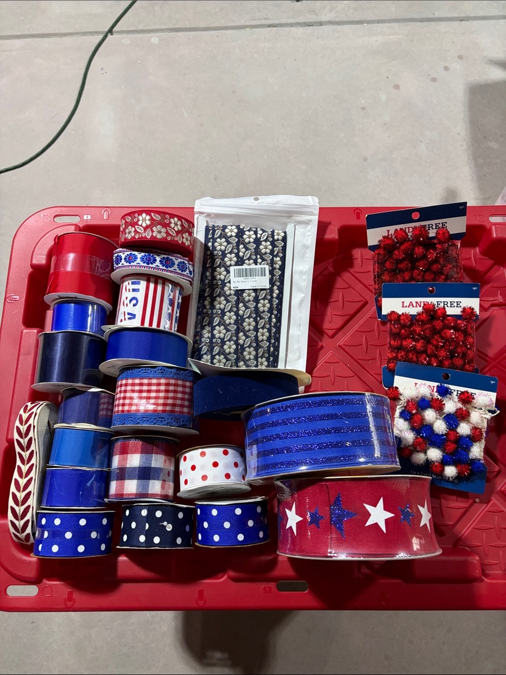 Red White and Blue Decorative Ribbon Bundle